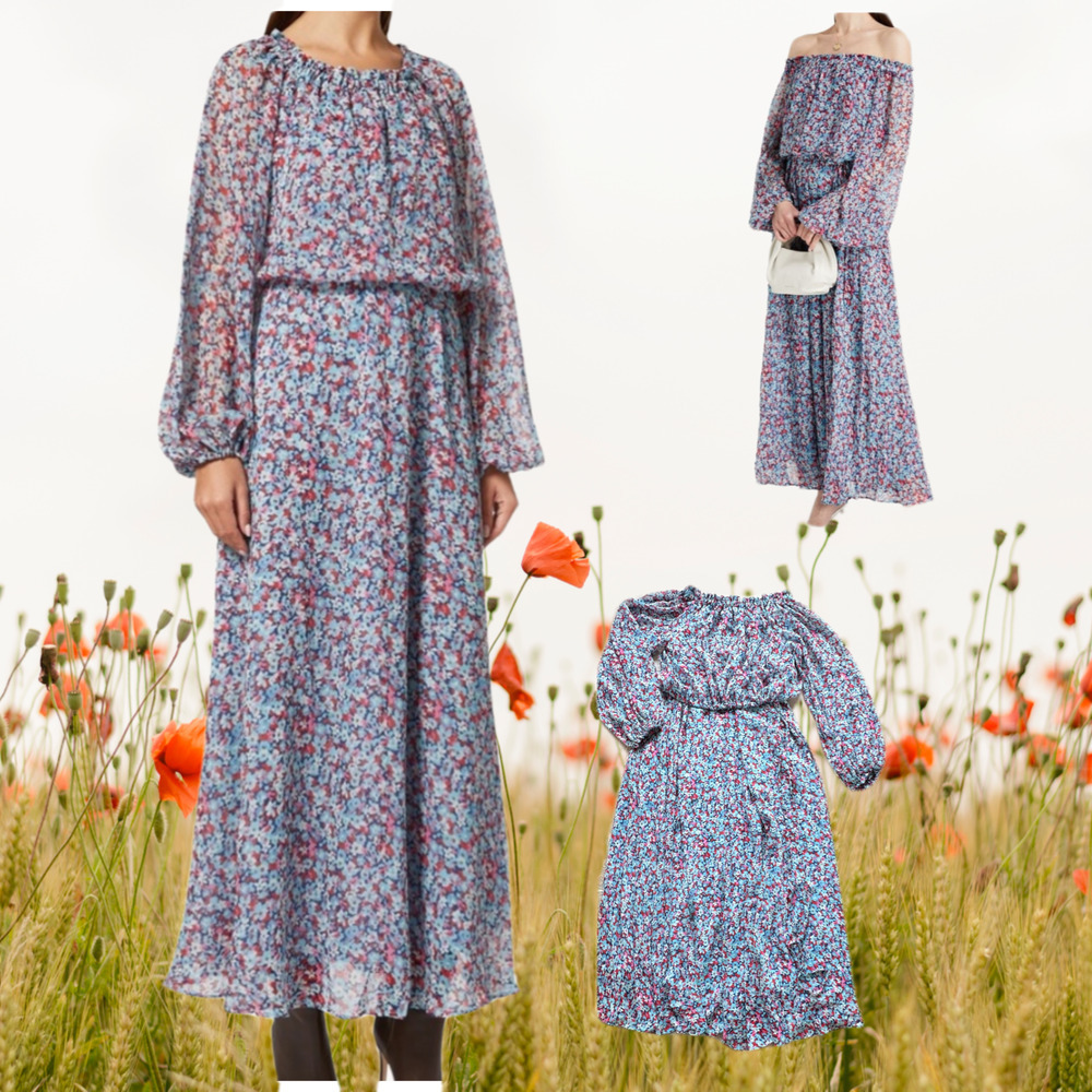ROTATE Birger Christensen Carly Long Sleeve Floral Maxi Dress size 2